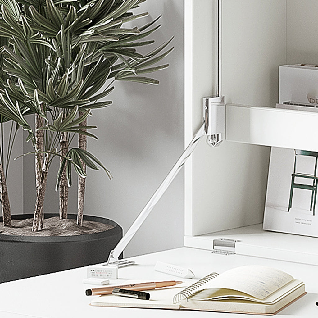 HOMCOM Wandklapptisch Zusammenklappbar und Platzsparend mit Regalen, für Zuhause und Büro, aus Spanplatte und MDF, 60x21.5x50 cm, Weiß