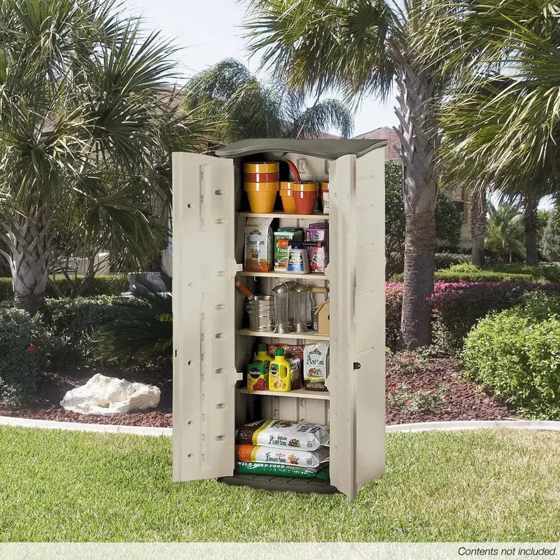 Rubbermaid Vertical Outdoor Storage Shed – Weatherproof Resin Design for Compact Spaces