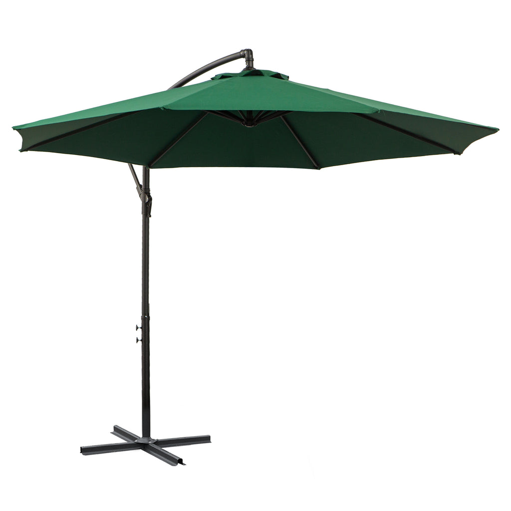 Outsunny Sonnenschirm mit Handkurbel Wetterbeständig 3 m x 3 m x 2,5 m XXL Grün
