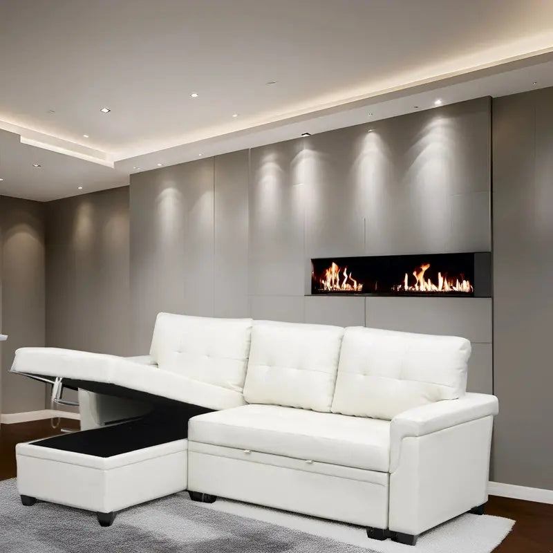 Reversible L-Shaped Sectional – Pull-Out Sleeper, Hidden Chaise Storage & Reinforced Legs