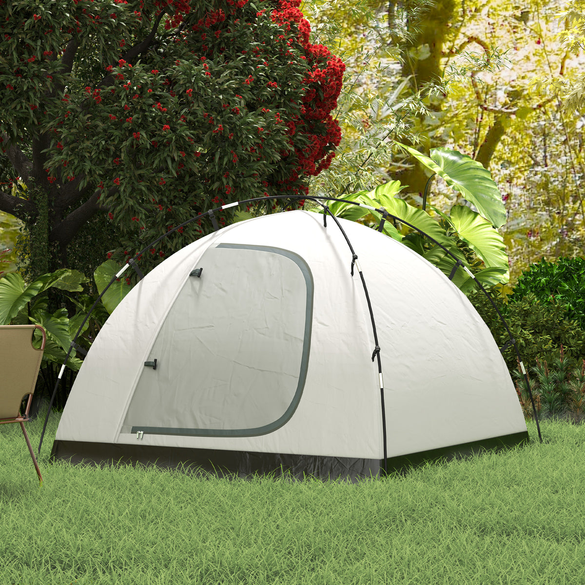 Outsunny Camping Zelt 2-4 Personen, familien Dome Zelt wasserdicht, mit Fenstern, Tasche, Tragetasche Himmelblau
