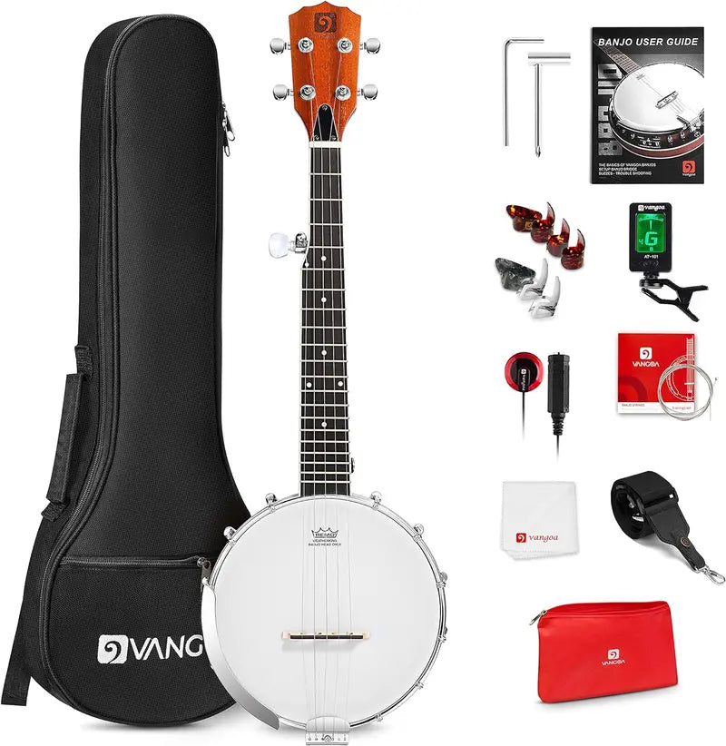 Vangoa 38-Inch 5-String Banjo Set with Resonator, Remo Head, Mahogany Body, Beginner Kit