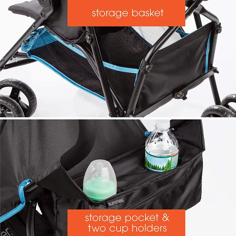 Lightweight Convenience Stroller – Blue/Black Foldable Infant Carrier for Easy Transport