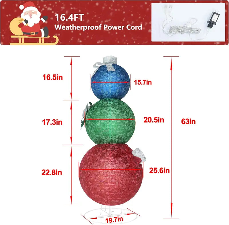 VEIKOU Christmas Outdoor Decorations, Pop-Up Lighted Ornaments with 210 Warm White LEDs, 63″ Tall, Iron & Fabric, for Lawn & Garden