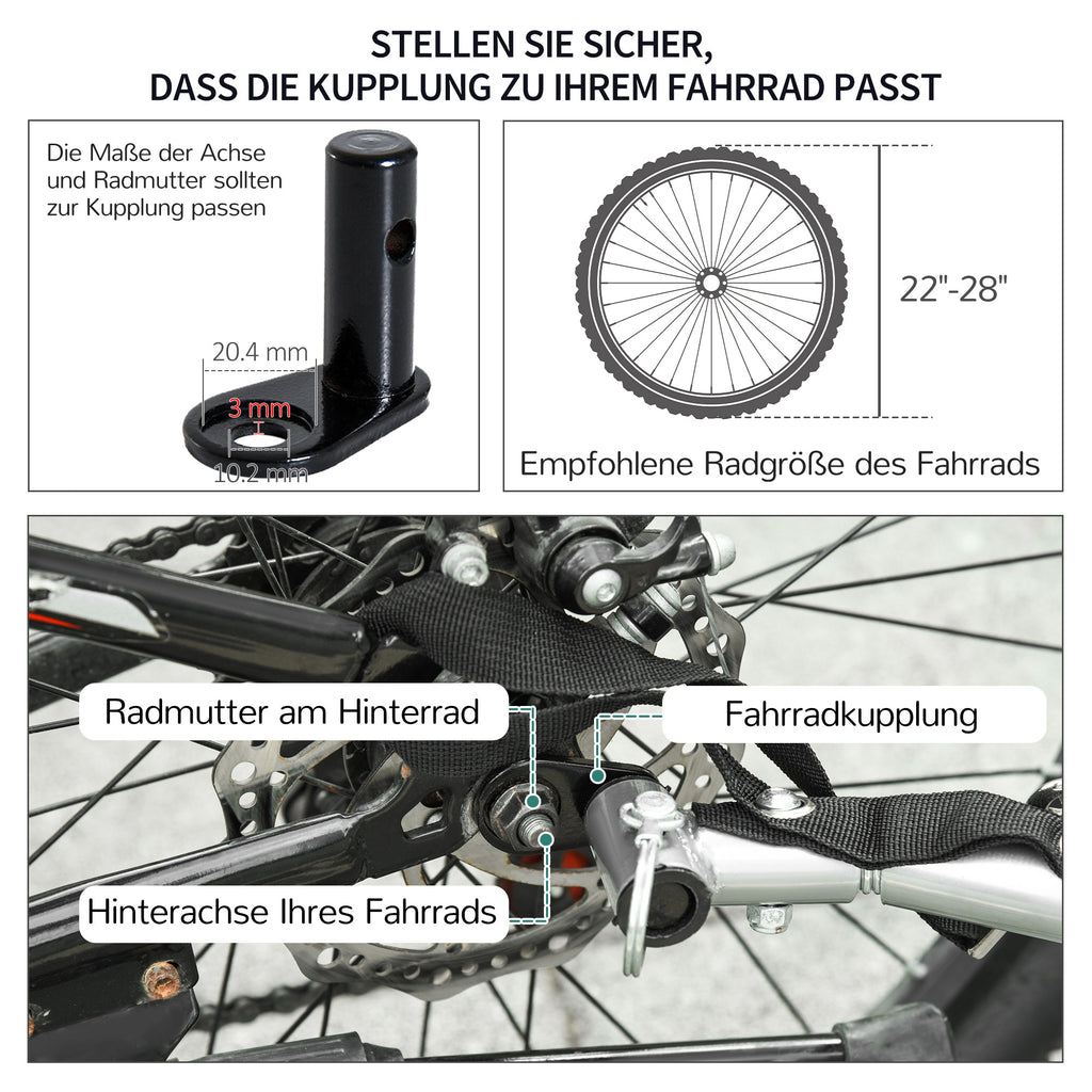 HOMCOM Fahrradanhänger Lastenanhänger Belastbarkeit max. 40 kg Transportanhänger Handwagen Lasten-Fahrradanhänger Weiß+Schwarz Stahl Oxford 140 x 77 x 65 cm