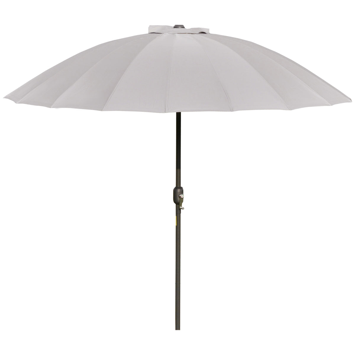 Outsunny Sonnenschirm runder Gartenschirm neigbar mit 18 Glasfaserstreben Kurbel Mast aus Metall Glasfaser Ø 2,5 m dichtes Polyester-Gewebe in Grau