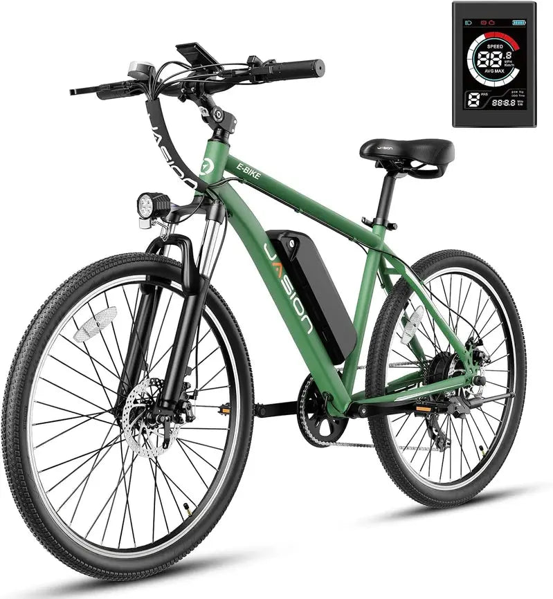 Jasion EB5 Adult Electric Mountain Bike – 40-Mile Peak Range, 20 MPH Commuter E-Bike with All-Terrain Capability