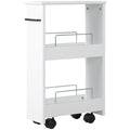 kleankin Vielseitiger platzsparender Küchenwagen aus MDF-Holz und Rädern, 42,5x20,3x66,7cm, Weiß