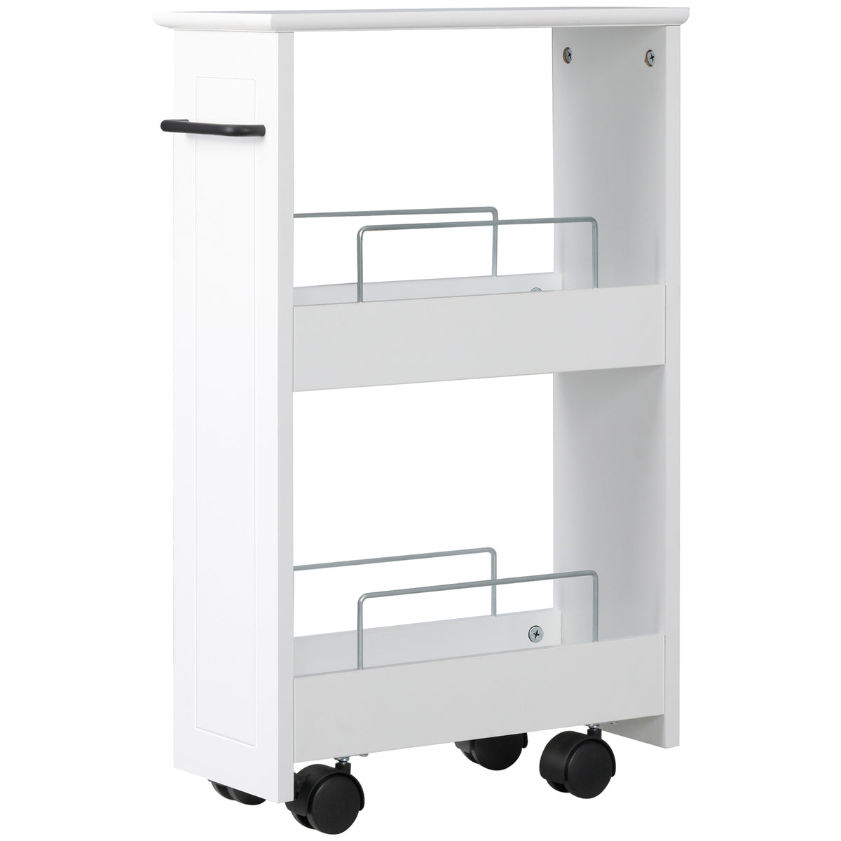 kleankin Vielseitiger platzsparender Küchenwagen aus MDF-Holz und Rädern, 42,5x20,3x66,7cm, Weiß