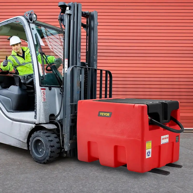 Red 48-Gallon Dual-Fuel Transport Tank – 12V Electric Pump, 10.6 GPM Transfer Rate, Heavy-Duty Hose & Auto Fueling Nozzle