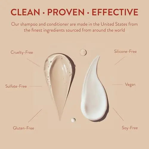 Vegan Biotin Shampoo & Conditioner Set – Clinically Tested Strengthening Formula with Rose Hips Oil, 14 oz ×2