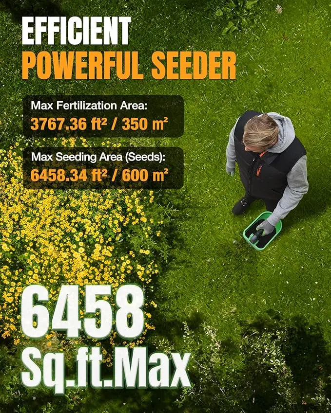 WORKPROX 7.2V Handheld Seed and Fertilizer Spreader – Rechargeable Broadcast Applicator for Lawns and Gardens