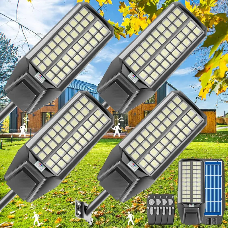 SolarBright 8000W Solar Street Light 2-Pack, 600000 Lumens, Dusk-to-Dawn, Waterproof, Energy-Efficient, 3-Year Warranty