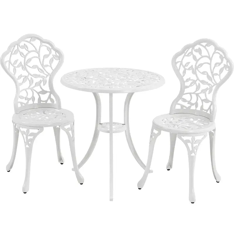 Yaheetech 3-Piece Aluminum Bistro Set – Antique-Finish Patio Chairs + Table