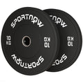 SPORTNOW Hantelscheiben-Set, 2 x 10 kg, olympischer Standard, Gummi, geräuscharm, Schwarz