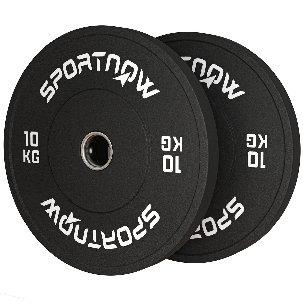 SPORTNOW Hantelscheiben-Set, 2 x 10 kg, olympischer Standard, Gummi, geräuscharm, Schwarz