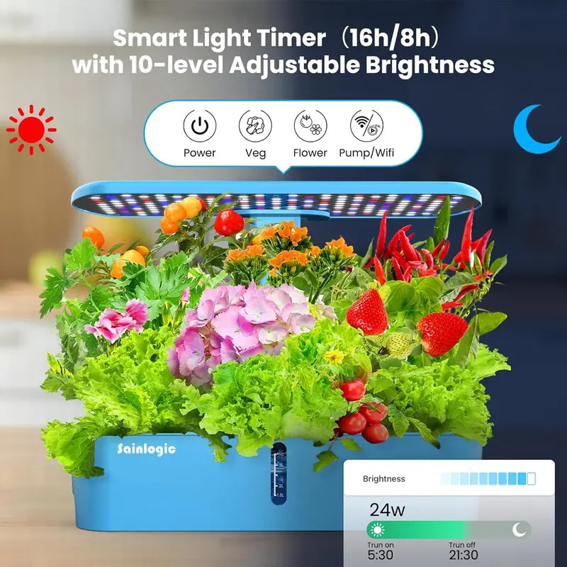 WiFi-Controlled Hydroponic Growing System – 12-Planter Smart Indoor Garden with App Integration