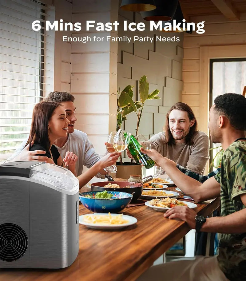 Silonn Nugget Ice Maker — 33 lbs/24H Chewable Pellet Ice Machine with Auto-Clean Function for Kitchen, Office, or Bar