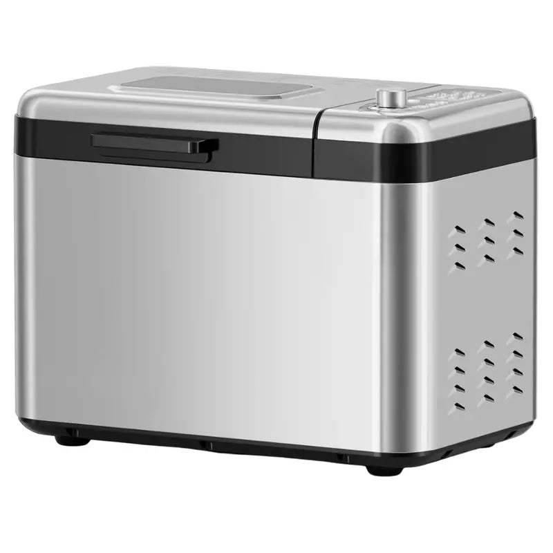 Silver Bread Maker with 15 Presets & Delay Timer – Large-Capacity Baking Appliance
