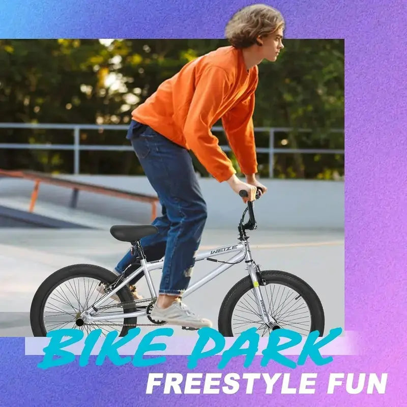 WEIZE 20-Inch BMX Bike – Durable Freestyle Stunt Bicycle for Kids and Adults, All-Terrain Ready