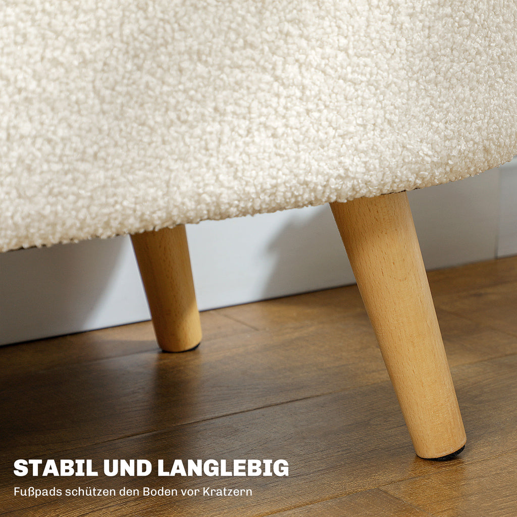 HOMCOM Sitzbank mit Stauraum und Deckel, Fußhocker für Flur, Wohnzimmer, Schlafzimmer, Holz, Stoffbezug, Weiß