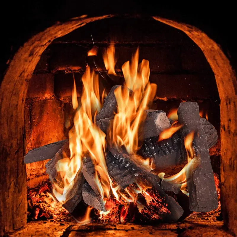 Ventless Ceramic Gas Fireplace Log Set – Realistic 9 or 10-Piece Assembly
