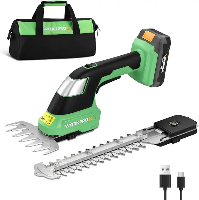 WORKPROX 20V 2-in-1 Cordless Grass Shear & Shrub Trimmer – Compact, Lightweight Landscape Tool