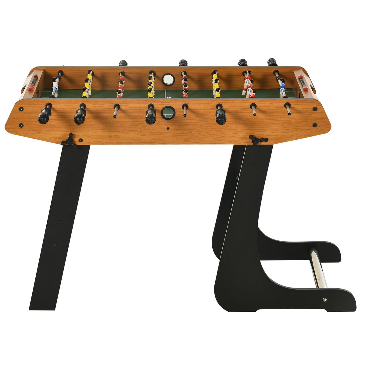 HOMCOM Tischfußball Tischkicker Kickertisch Spielzeug Spieler-Party Fußball Geschenk für 14+ Jungen Zusammenklappabar innen mit je 11 Spielern pro Seite MDF Schwarz+Natur 98 x 42 x 62,5 cm