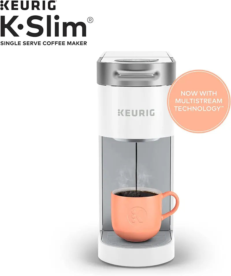 K-Slim Single Serve K-Cup Pod Coffee Maker with Multistream Technology – White