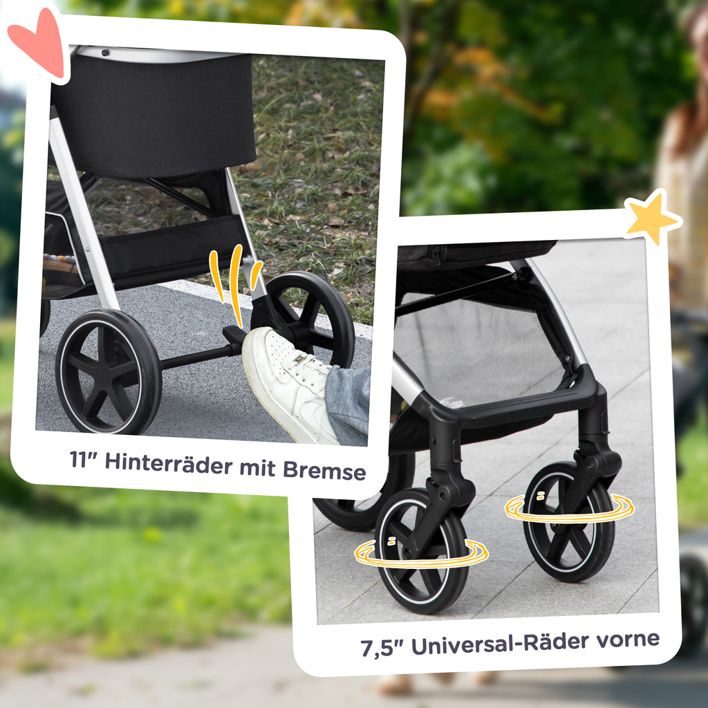 PawHut 2-IN-1 Hundebuggy Tragtasche bis 10kg Kissen klappbar 1 Aufbewahrungskorb 83 cm x 58 cm x 102 cm Schwarz