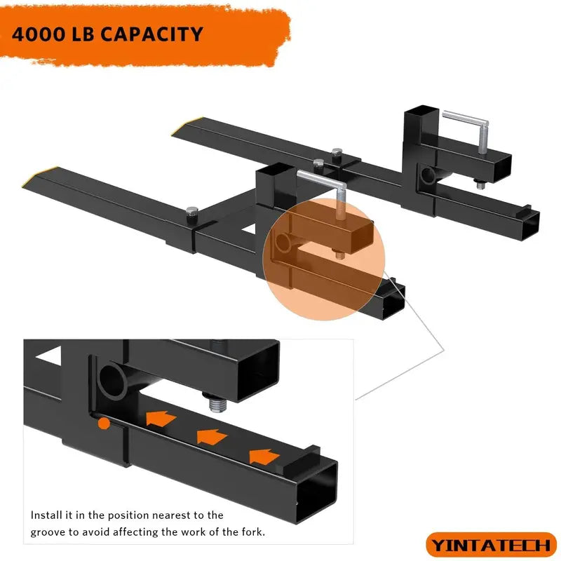 YINTATECH 60-Inch Clamp-On Pallet Forks – 4000 lb Capacity Tractor Attachment for Skid Steers