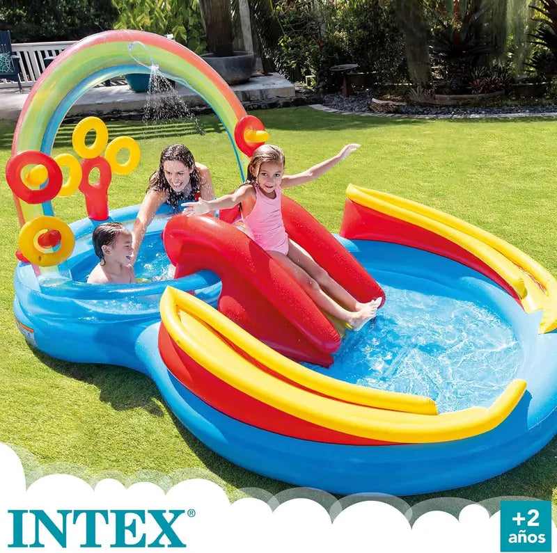 Intex Jungle Adventure Inflatable Play Center – 96″ x 78″ x 28″ Kiddie Splash Pool with Water Slide for Toddlers & Backyard Fun