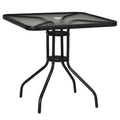 Outsunny Gartentisch Abnehmbar Metall 76x76 cm Wetterfest Balkontisch mit Schirmloch, rutschfest Schwarz