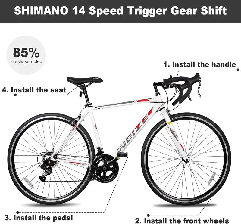 WEIZE 700C Road Bike – Shimano 14-Speed Commuter Bicycle with Drop Handlebars for Urban Riding