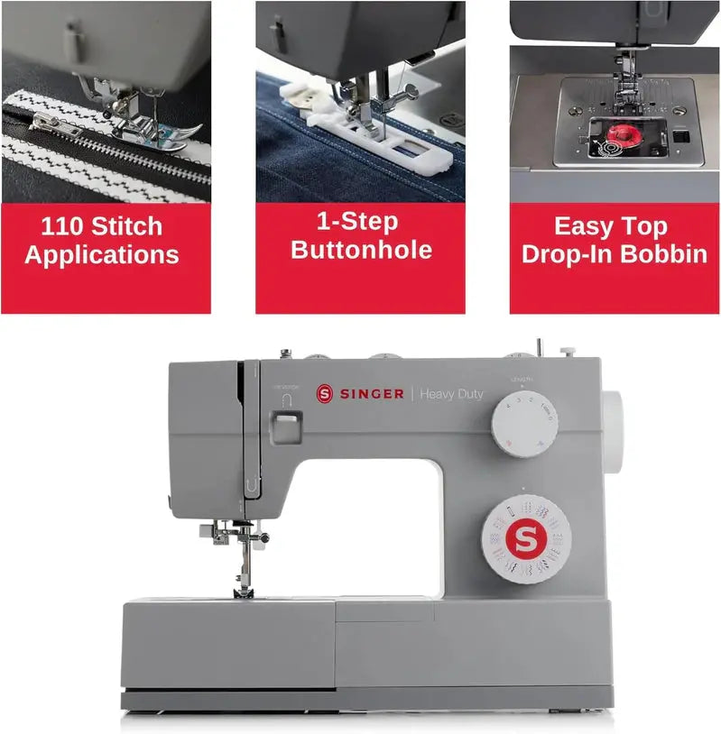 Singer Heavy Duty 4452 Sewing Machine – 110-Stitch Capability, Enhanced Piercing Power & Accessory Kit