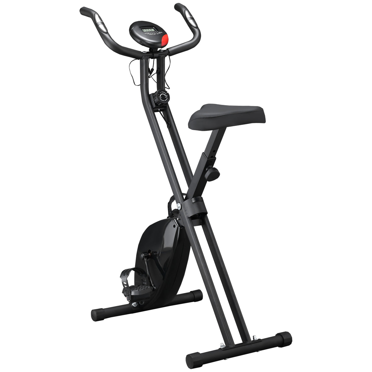 HOMCOM Professioneller Heimtrainer mit verstellbarem Widerstand und Höhe, aus Stahl und PP, 41x86x112 cm, Schwarz