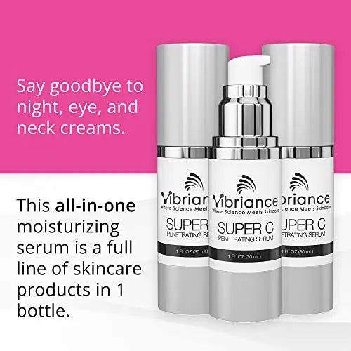 Vibriance Super C Serum – USA-Made Anti-Aging Vitamin C Formula for Mature Skin; Hydrates, Firms, Brightens – 1 fl oz ×2