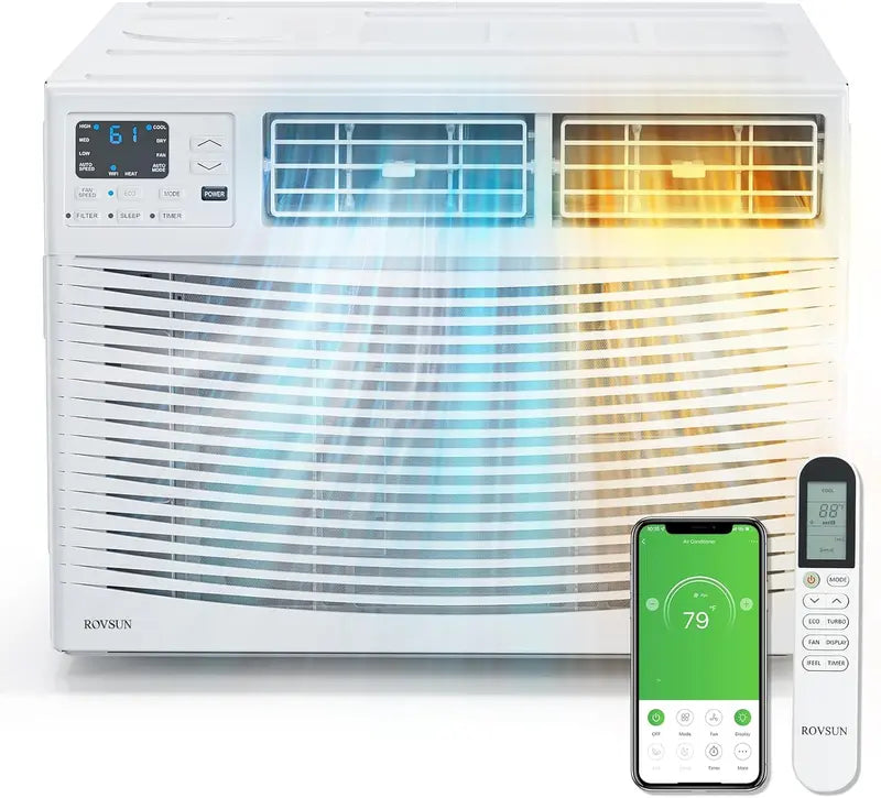 ROVSUN 8000 BTU Window Air Conditioner with Heating Function – Compact AC/Heater Combo Unit