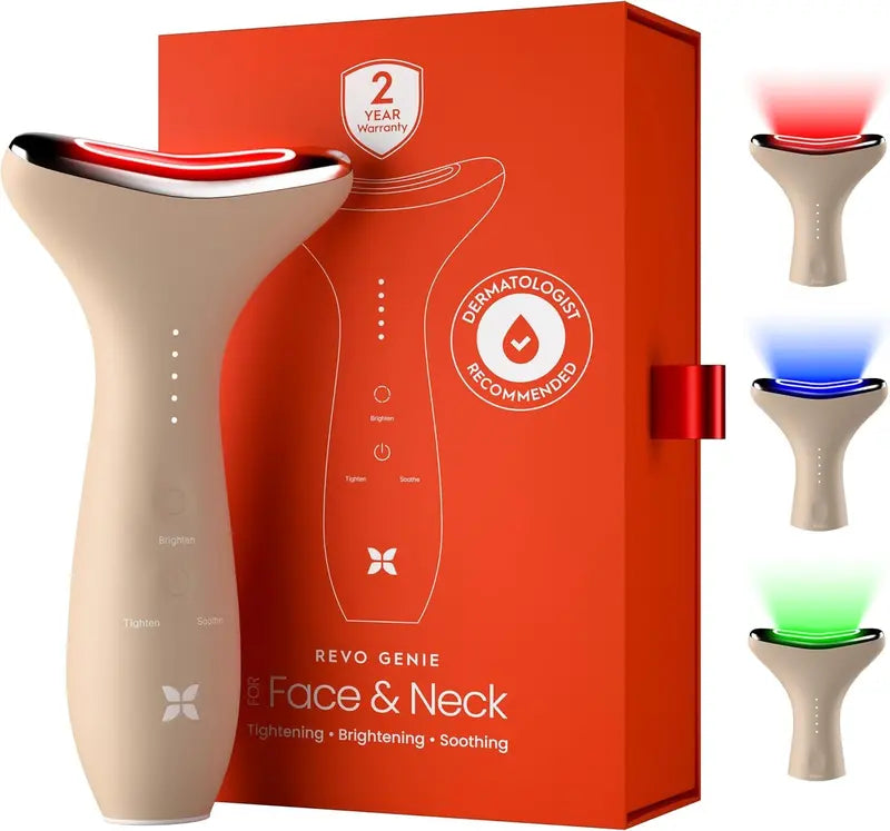 REVO Genie LED Facial Massager – Heated & Vibrating Face & Neck Lift Device