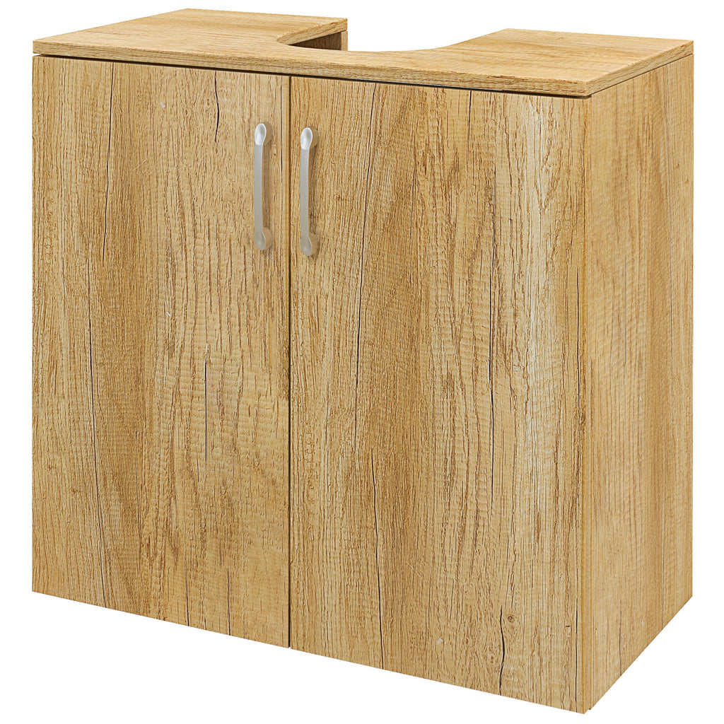 HOMCOM Badezimmer Unterschrank Hängend mit 2 Türen und 2 Regalen aus Holz, Naturfarbe