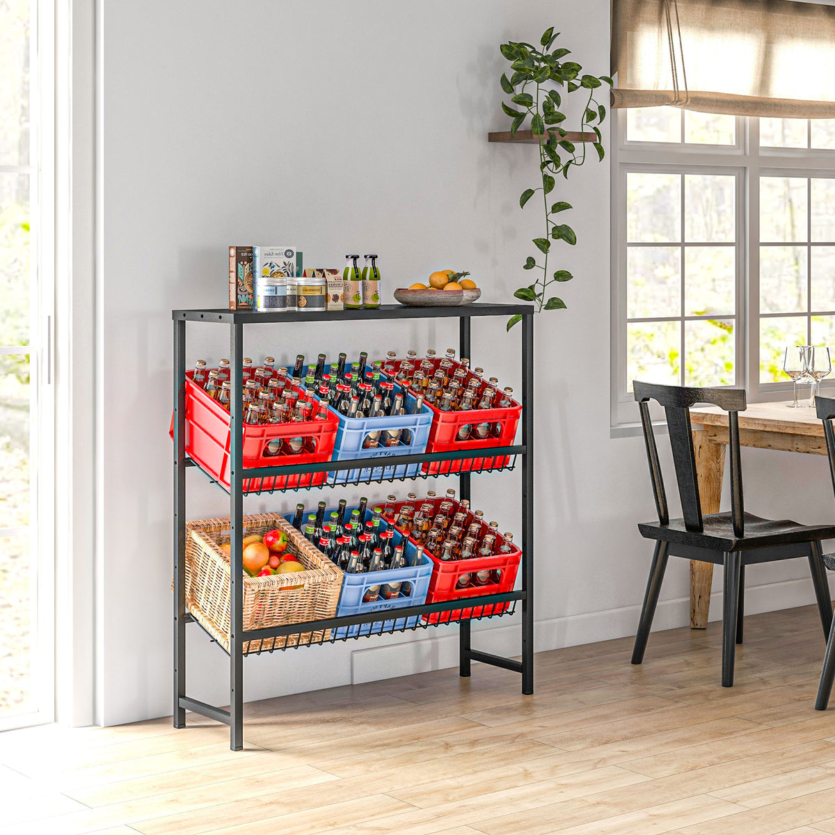 HOMCOM Lagerregal, höhenverstellbar, stabiles Metall, platzsparendes Design, 210 kg belastbar, Schwarz