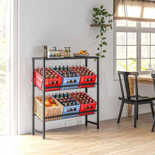 HOMCOM Lagerregal, höhenverstellbar, stabiles Metall, platzsparendes Design, 210 kg belastbar, Schwarz