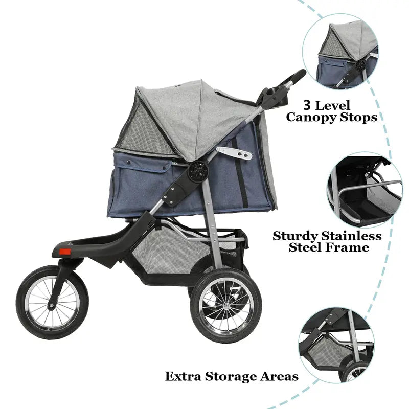 VIAGDO Heavy-Duty Pet Stroller for Small to Medium Dogs and Cats