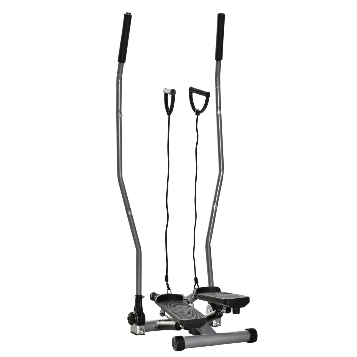 HOMCOM Stepper mit Griffen und Extensoren Fitnessgerät mit LCD-Display aus Stahl ABS 54 x 40 x 135 cm Schwarz und Silber
