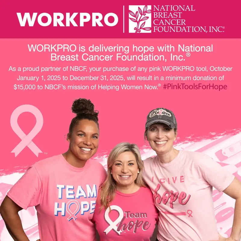 WORKPRO 20V Pink Cordless Drill Driver + 141-Piece Home Tool Kit – Pink Ribbon Bundle