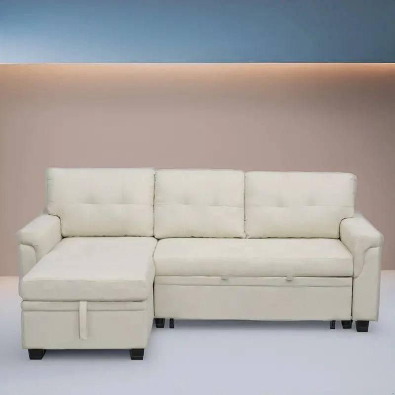Reversible L-Shaped Sectional – Pull-Out Sleeper, Hidden Chaise Storage & Reinforced Legs