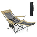 Reclining Camping Lounge Chair with Adjustable Backrest & Integrated Footrest for Outdoor Comfort