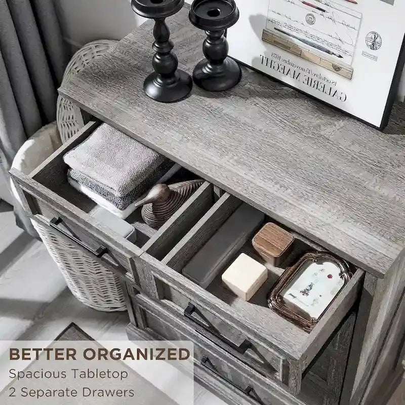 Rustic Farmhouse 6-Drawer Dresser – Solid Wood Chest of Drawers with Vintage Charm