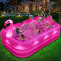 Solar-Powered Flamingo Inflatable Pool with LED Lights – Durable 105″ x 65″ x 25″ Outdoor Kiddie & Adult Pool