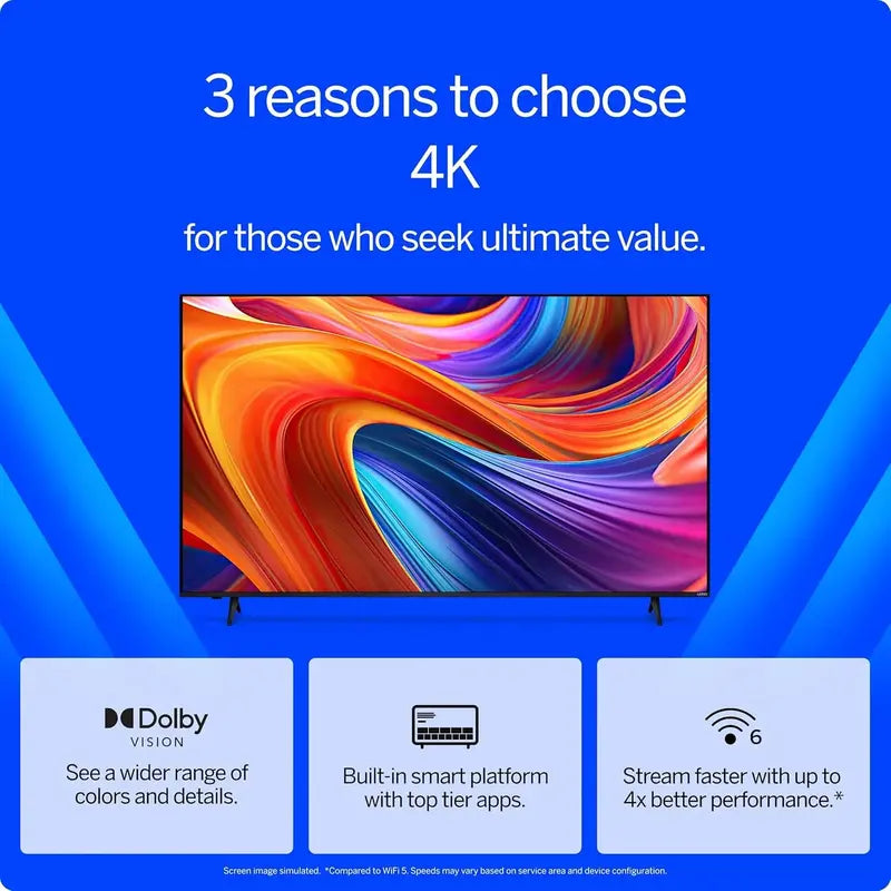 VIZIO 50-Inch 4K Smart TV – Renewed Model with Dolby Vision, HDR10+, and Wi-Fi 6